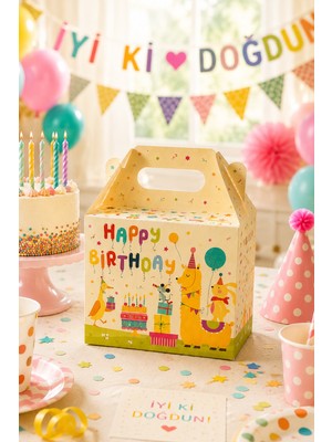 Msticker 5'li Doğum Günü Hediye Kutusu Seti 10X13 cm | Çocuk Parti Kutusu | Şekerleme ve Hediyelik Kutu