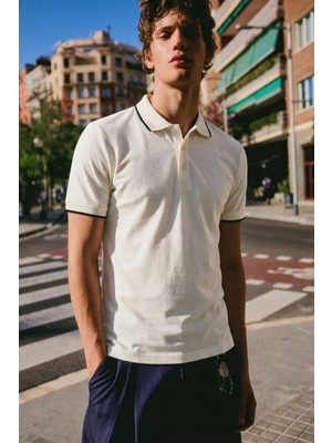 Comstar Erkek Düğmeli Fashion Beyaz Polo Yaka Tişört
