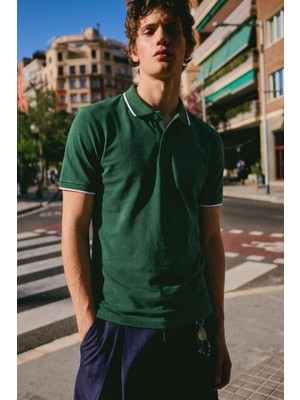 Comstar Erkek Düğmeli Fashion Haki  Polo Yaka Tişört