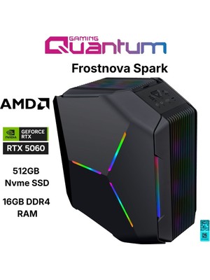 Quantum Gaming Frostnova Spark Ryzen 7 5700X 16GB Ddr4 512GB Nvme RTX5060 8gb Masaüstü Oyuncu Bilgisayarı