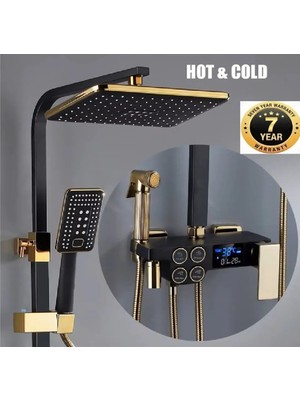 OEM Banyo Bataryası Duş Seti Dijital Yeni Model Siyah / Gold Bideli Tertostatlı