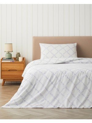 English Home Garden Lattice Kolay Ütülenir Tek Kişilik Nevresim Takımı 160X220 cm Lila-Yeşil