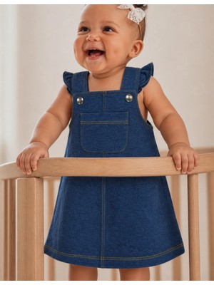 Organickid Denim Bebek Salopet Elbise