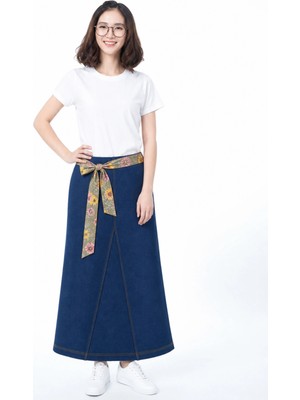 Organickid Denim Kadın A Form Uzun Etek