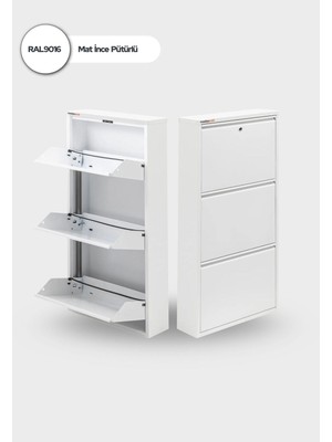Alıç Kilitli Metal Ayakkabılık Dolabı 3 Kapaklı Duvara Monte Ergonomik Tasarım 103X50X15 cm 0.7 mm Dkp Sac ve Montaj Vidaları