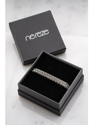 Nereze 5mm Kalınlık Çift Sıra Zincirli Erkek Çelik Bileklik