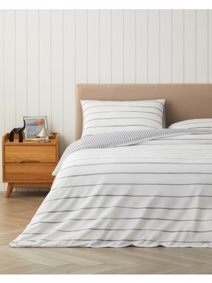 English Home Wavy Kolay Ütülenir Çift Kişilik Nevresim Takımı 200X220 cm Koyu Gri