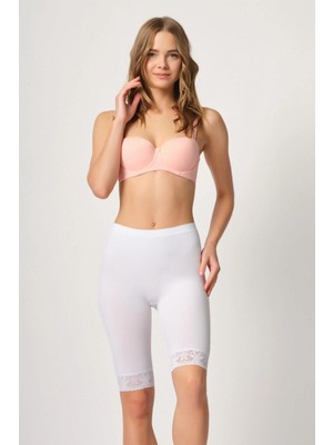 MiraLive Marsilyan™ Beyaz Mı  3004 Soft Uzun Paça Dantel Boxer