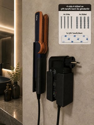 Megy Home Siyah Dyson Airstrait Uyumlu Stand Tutucu Set Plastik Malzeme ile Duvara Montaj