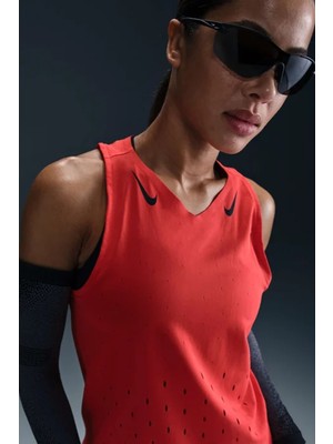 Nike Dri Fit Aeroswift Running Adv Singlet Tank Top Red Lazer Kesim Koşu Atleti Kırmızı