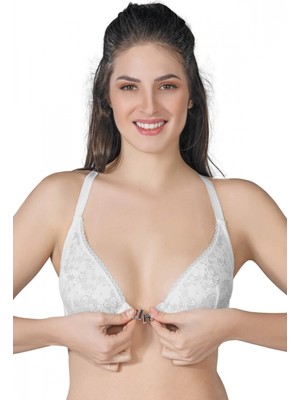 MiraLive Marsilyan™ Ekru Mı  187 C Önden Açılır Balenli Sporcu Sütyen