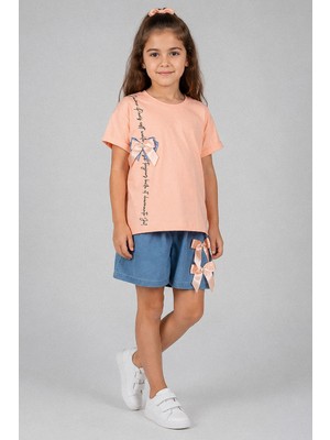 Kinderos Taşlı Fiyonklu Kız Çocuk Ikili Takım - 26Y 0881