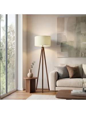 Homing Ahşap Gövdeli Lambader Natural Çizgili Başlık
