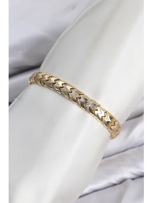 Hace Bazaar cm Kalın Yılan Model Zirkon Taşlı Vıp Seri Gold Renk Pirinç Kadın Bileklik TJ-BB8612