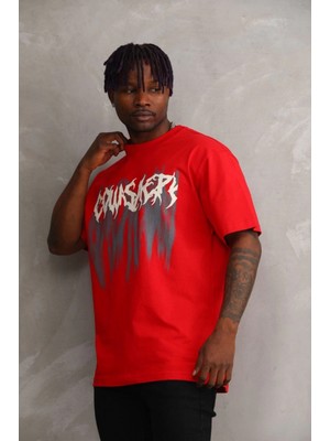 MiraLive Baskılı Oversize T-Shirt - Kırmızı -