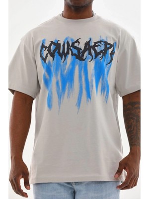 MiraLive Baskılı Oversize T-Shirt - Gri -
