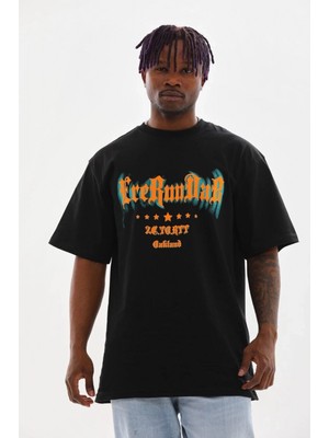 MiraLive Baskılı Oversize T-Shirt - Siyah -