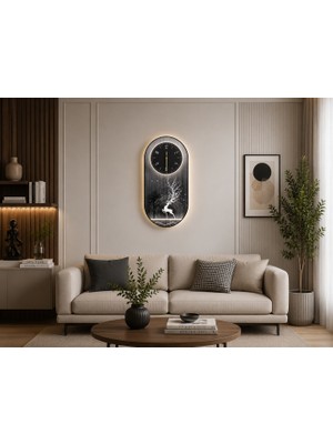 Armasse Nordic Deer Dekoratif Duvar Saati 60X30 cm
