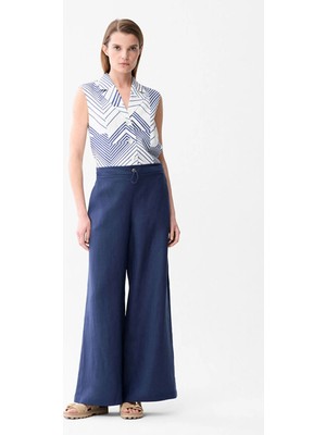 adL  Beli Bağcıklı Bol Paça Pantolon Lacivert 15346727003