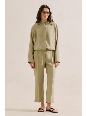 Manuka KETEN BOMBER TARZ GÖMLEK TAŞ