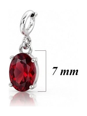 Silveranka 925 Ayar Gümüş Minimal Kırmızı Oval Taşlı Charm Kolye Ucu