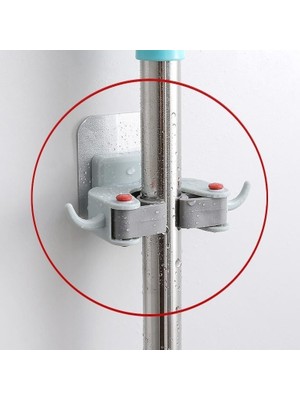 Tuğra 2 Adet Çok Amaçlı Mop Fırça Askı Aparatı Banyo Düzenleyici Kolay Monte Edilebilir Suya Dayanıklı