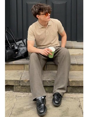 Comstar Erkek Pamuklu Fashion Krem Polo Yaka Tişört