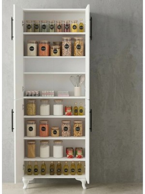 Msy Home Liva Beyaz 2 Kapaklı Mutfak Banyo Balkon Için Çok Amaçlı Depolama Dolabı 198X69X33 cm
