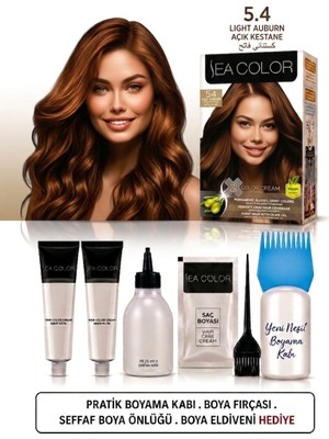 Sea Color Set Saç Boyası 5.4 Açık Kestane 2 Li+Pratik Boya Kabı
