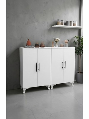 Msy Home Niva Beyaz 2 Kapaklı Mutfak Banyo Balkon Için Çok Amaçlı Depolama Dolabı 138X69X33 cm