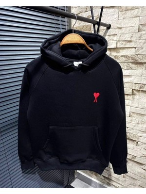 MiraLive Kapşonlu Baskılı Sweetshirt - Siyah -