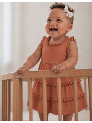Organickid Denim Bebek Somon Fırfırlı Elbise