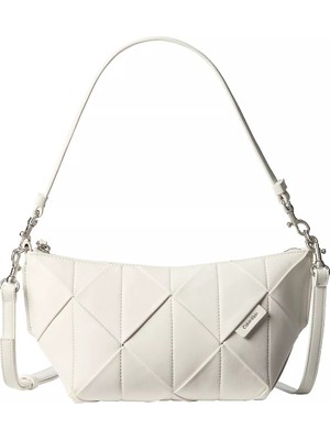 Calvin Klein Kadın Fermuar Kapama Deri Ck Desen Iç Bölme Beyaz Omuz Çantası LV04F3546G-4LX