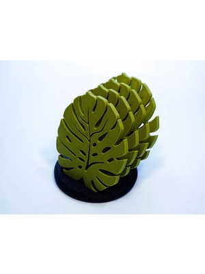 Yaprak Bardak Altlığı Seti ve Standı – Dekoratif Masa Koruyucu 3D Baskı