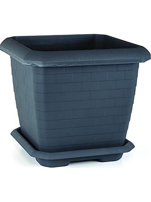 Larskas HK03 Hisar Kare Saksı No:3 Tabaklı 37 Cm, 25,5 Litre Antrasit