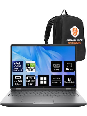 Hp Zbook Fury G1I Core Ultra 7 265HX Rtx Pro 3000 Blackwell 12GB 80GB Ram 256GB SSD 16" Fhd+ WIN11 Pro 5F9Q8ESPN549 Iş Istasyonu + Per4 Çanta