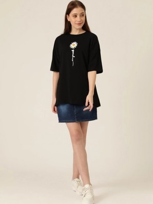 MiraLive Baskılı   T-Shirt - Siyah -
