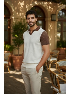 Mandala Tekstil Delikli Iki Renkli Yazlık Erkek Tişört