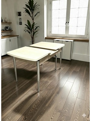 Msy Home Traverten/sonomo/siyah Mermer Gold/krom Ayaklı Mdf 80*130 Kelebek Açılabilr Yemek Masası