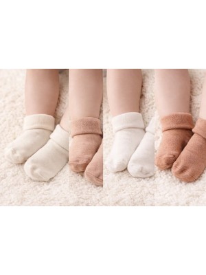 Organik Pamuk Unisex 5'li Kutulu Premium Yenidoğan Kutulu Bebek Çorabı