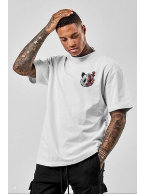 MiraLive Baskılı Oversize T-Shirt - Beyaz -