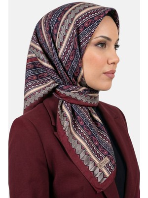 Hadiora Kadın Bordo Geometrik Şal Desen Dikişli Yazma