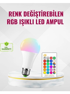 AKM Rgb Uzaktan Kumandalı LED Ampul 16 Renk Dekoratif Aydınlatma