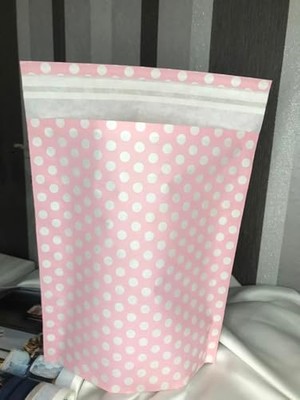 Larskas Pembe Beyaz Puantiyeli Hediye Paketi Gift Packet Hediye Torbası Bantlı 25X30 cm - 2 Adet (Pembe)