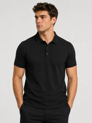 Brz Collection Erkek Polo Yaka T-Shirt Siyah