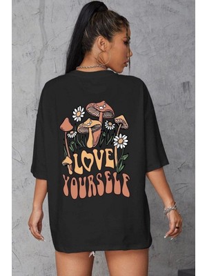 MiraLive Baskılı Oversize T-Shirt - Siyah -