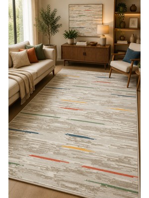 Norella Home Modern Soyut Desenli Kaymaz Taban Yıkanabilir Salon Halısı Koridor Halısı Antre Halısı Oturma Odası Yatak Odası Halısı