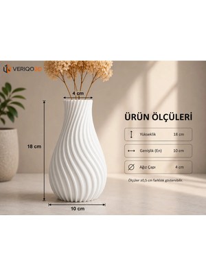 Veriqo 3D Modern Dalgalı Dekoratif Vazo - Siyah Minimalist Salon ve Ofis Vazosu