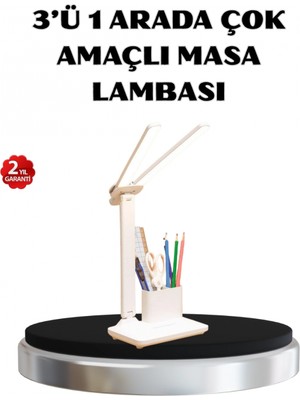 MiraLive Kalemlik ve Telefon Standlı Masa Lambası – Kısılabilir LED Işık, Göz Dostu Tasarım