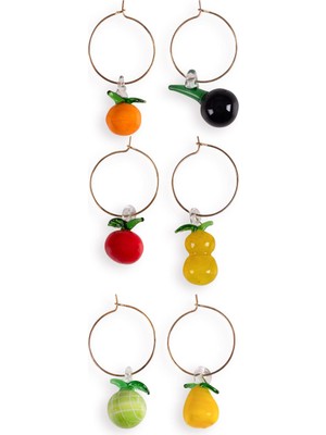 The Mia Figürlü Wine Charm Seti  6 Lı